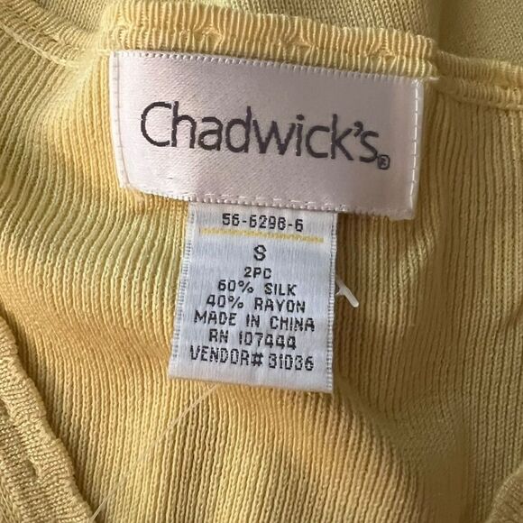 Chadwick’s yellow silk blend cardigan. Size small - Picture 3 of 8